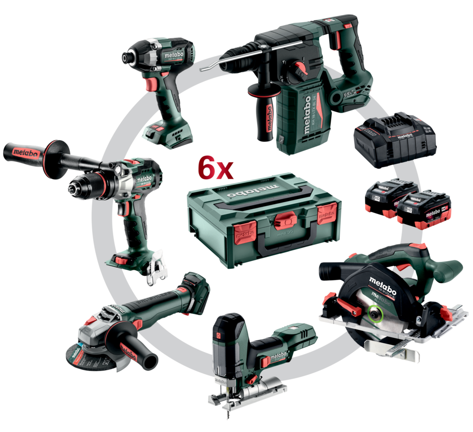 METABO COMBO SET 6.1.1 18 V akkumulátoros gépcsomag (2 x 5.5 Ah LiHD akkuval, metaBOX kofferben) termék fő termékképe