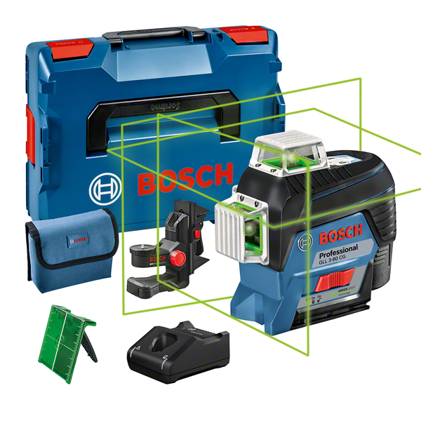 Bosch GLL 3-80 CG vonallézer + BM 1 univerzális tartó (1 x 2.0 Ah Li-ion akkuval, L-BOXX-ban) termék fő termékképe